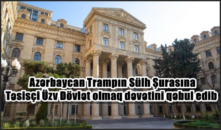 Azərbaycan Trampın Sülh Şurasına Təsisçi Üzv Dövlət olmaq dəvətini qəbul edib