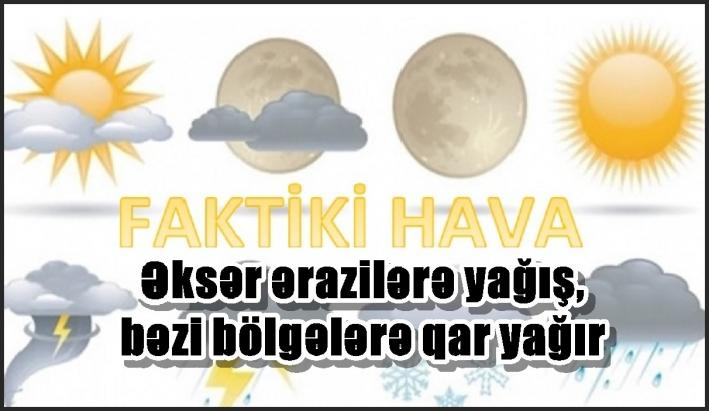 Əksər ərazilərə yağış, bəzi bölgələrə qar yağır – FAKTİKİ HAVA