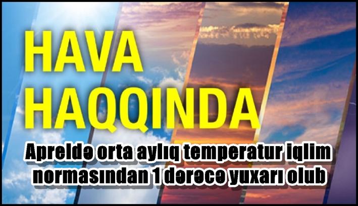 Apreldə orta aylıq temperatur iqlim normasından 1 dərəcə yuxarı olub