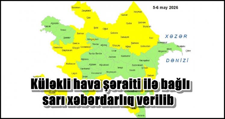 Küləkli hava şəraiti ilə bağlı sarı xəbərdarlıq verilib